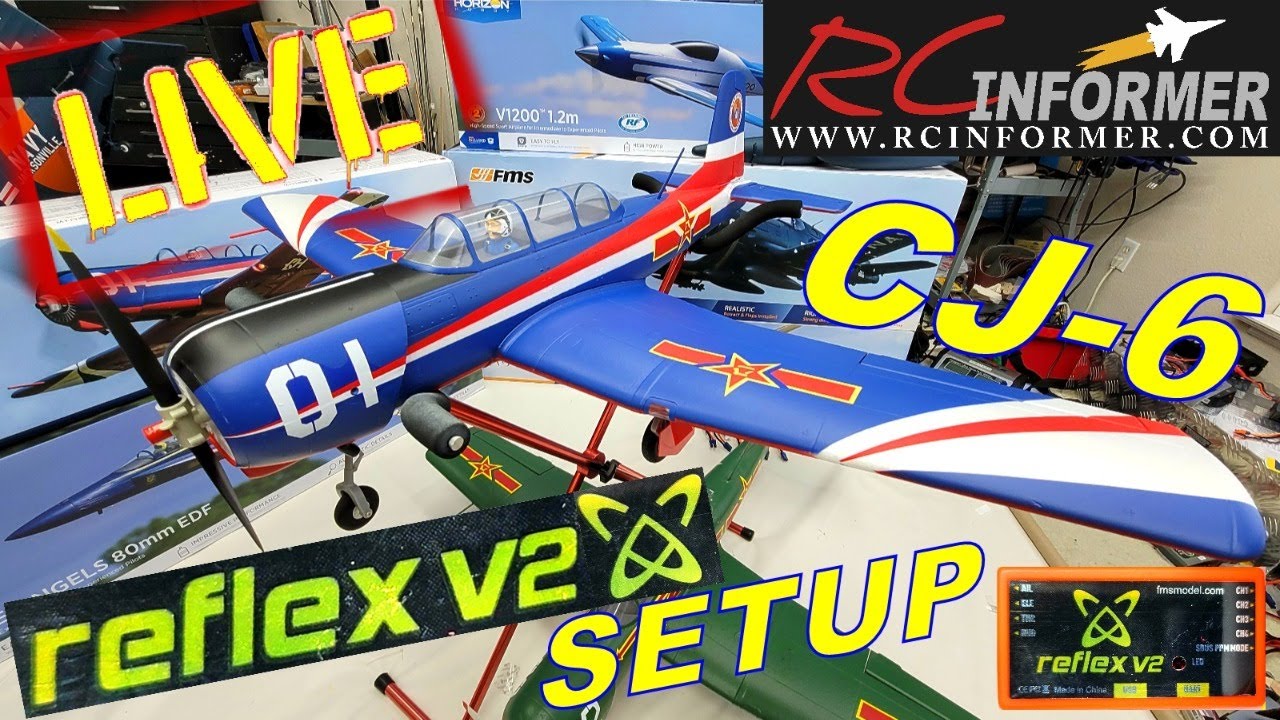 NEW FMS CJ-6 V2 1200MM Pre-Flight & REFLEX V2 Setup By: RCINFORMER