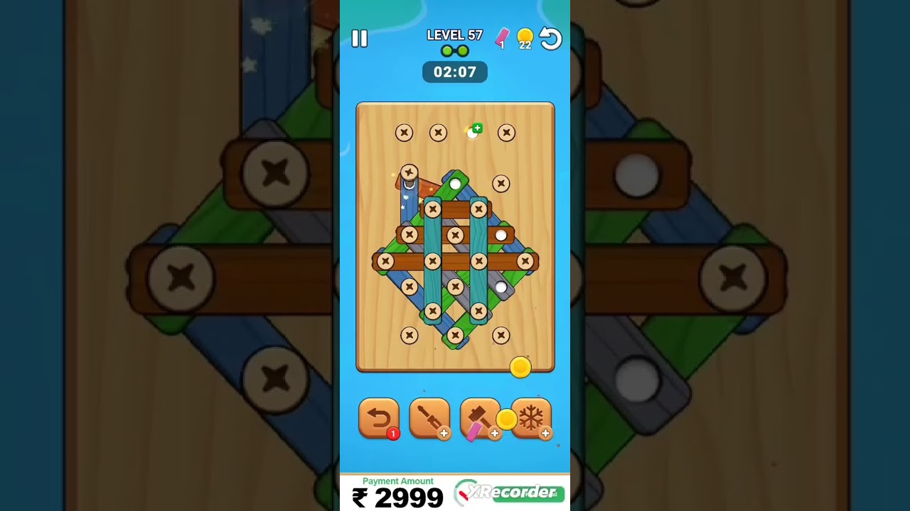 Wood Nuts and Bolts Screws Level 57 #games #gaming #puzzlegame #puzzle #nutsandbolts #nutsboltsscrew