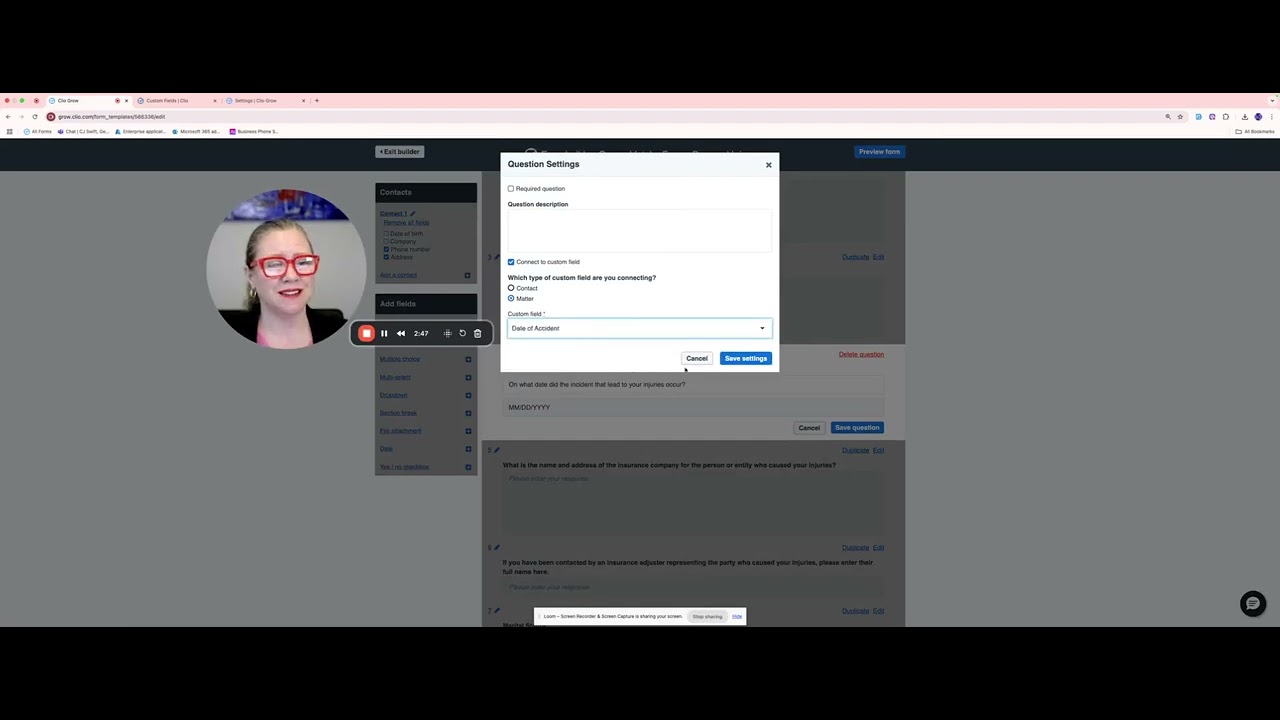 Clio Automated Workflows Video #5 - Connect Custom Fields in Clio Grow to a Grow Intake Form