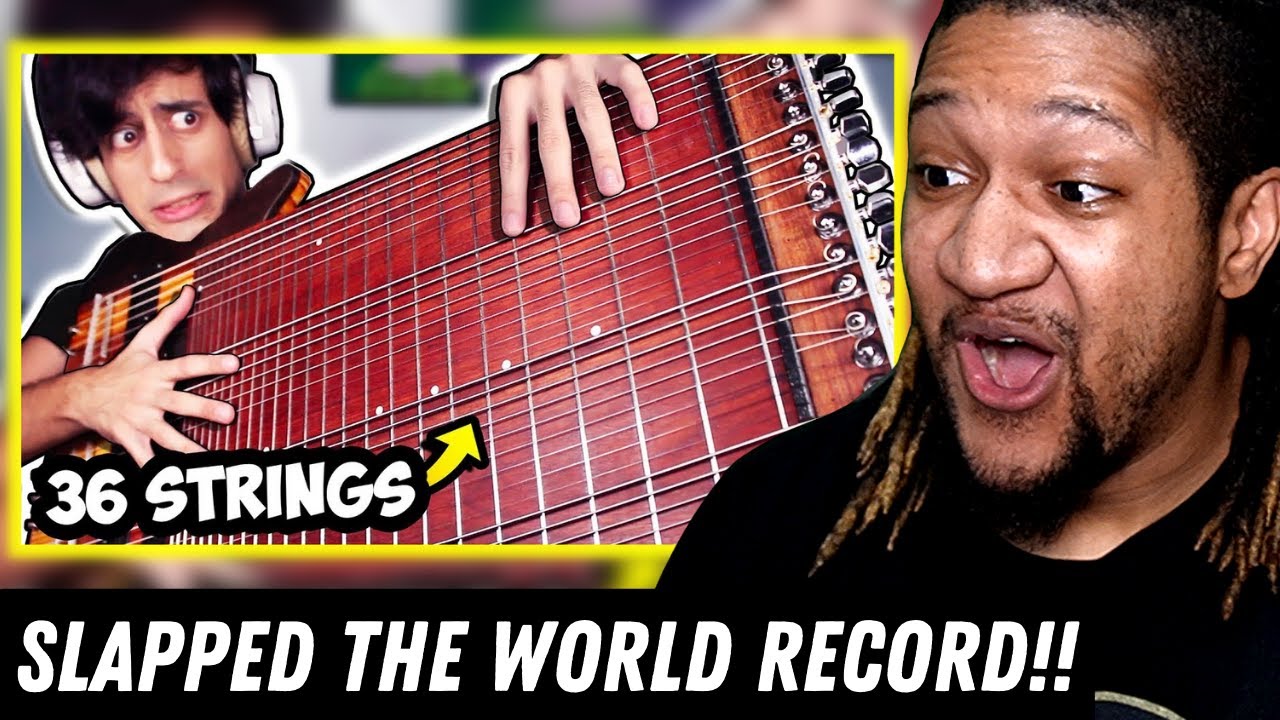 Reaction to 36 STRINGS BASS SOLO (World Record) | Davie504