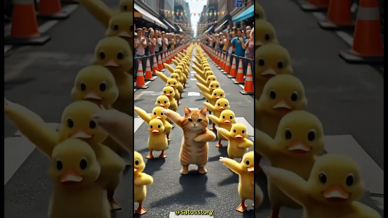 GEMOY!!! Kucing dan bebek lucu joget disaksikan banyak penonton! 