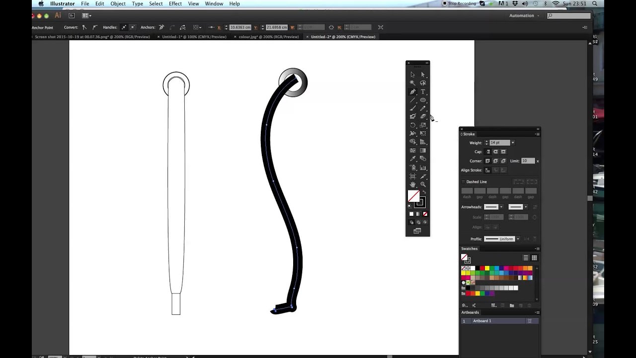 Technical flat drawing for fashion:  Creating a drawcord