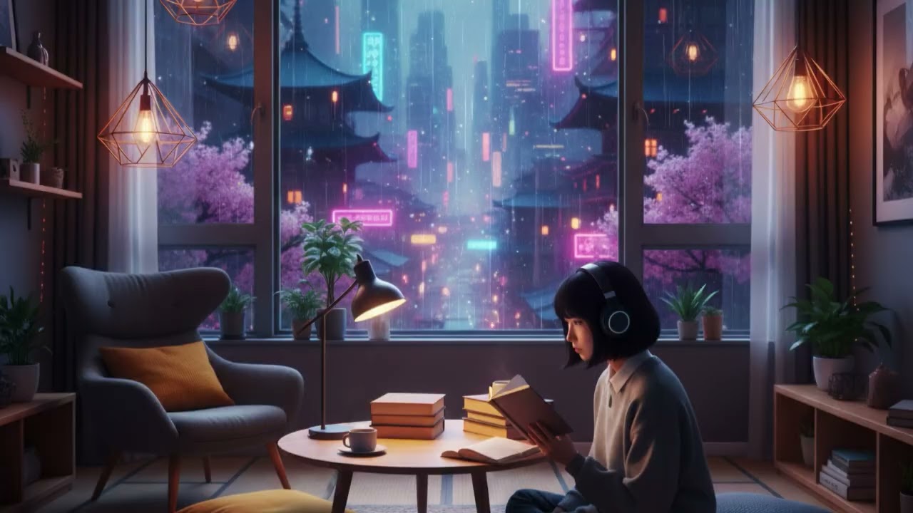 Lofi Beats with Rainy in a Dreamy Japanese City