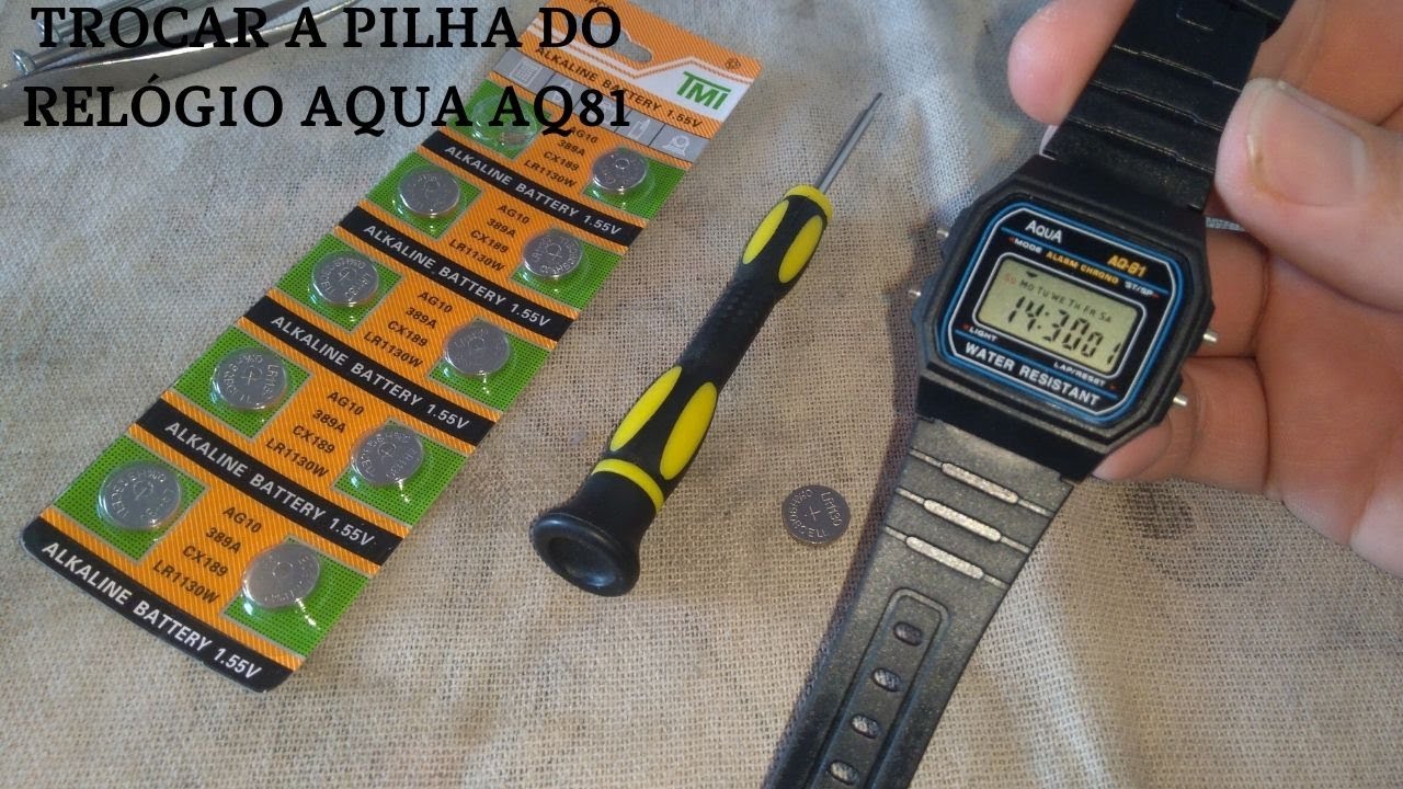 Como abrir e trocar a bateria do relogio Aqua AQ81