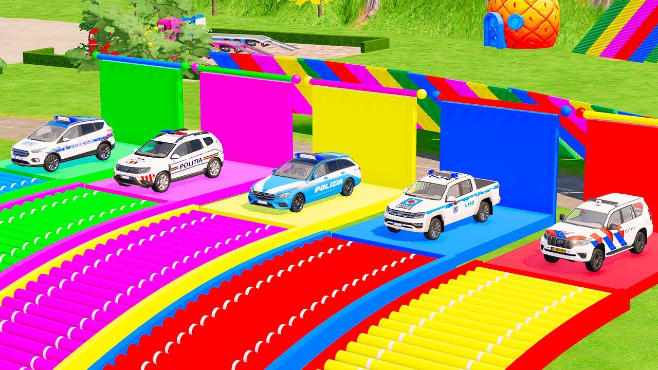 TRANSPORTING ALL POLICE CARS and AMBULANCE EMERGENCY VEHICLES WITH TRUCKS ! Farming Simulator 22