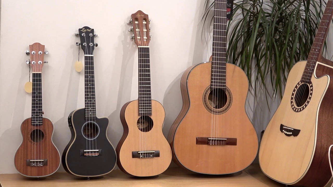 Test porównawczy - ukulele sopranowe, koncertowe, gitarele, gitara klasyczna i akustyczna.