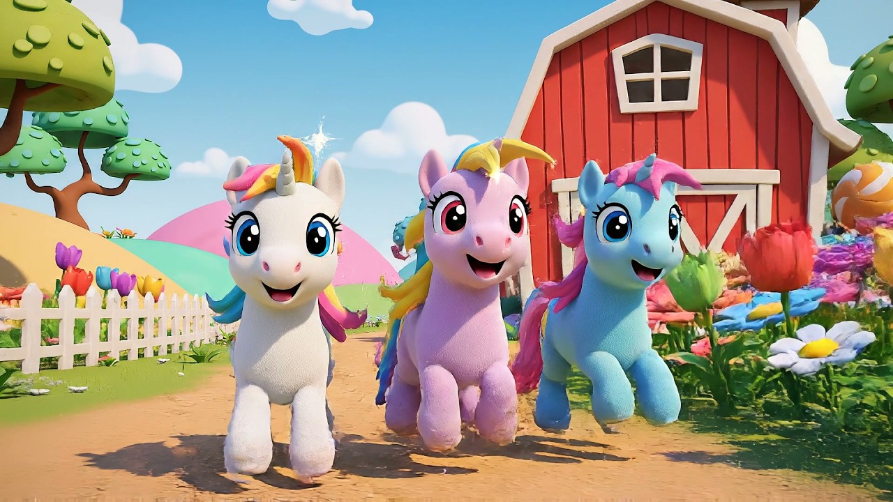 Cinco Potros Poni de Pezuña Brillante | Canciones de Caballos y Rimas para Niños