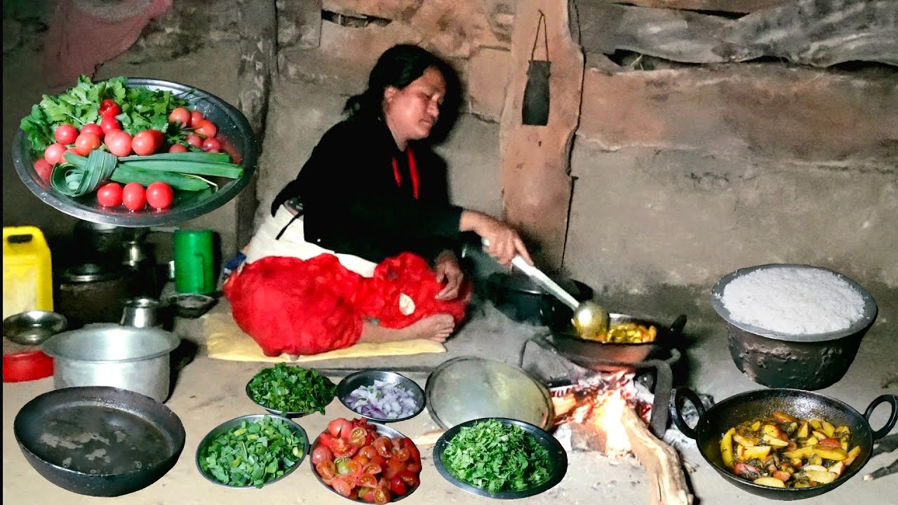 Village Style Wood-Fired Cooking || Nepali Dal Bhat & Aloo Curry ||