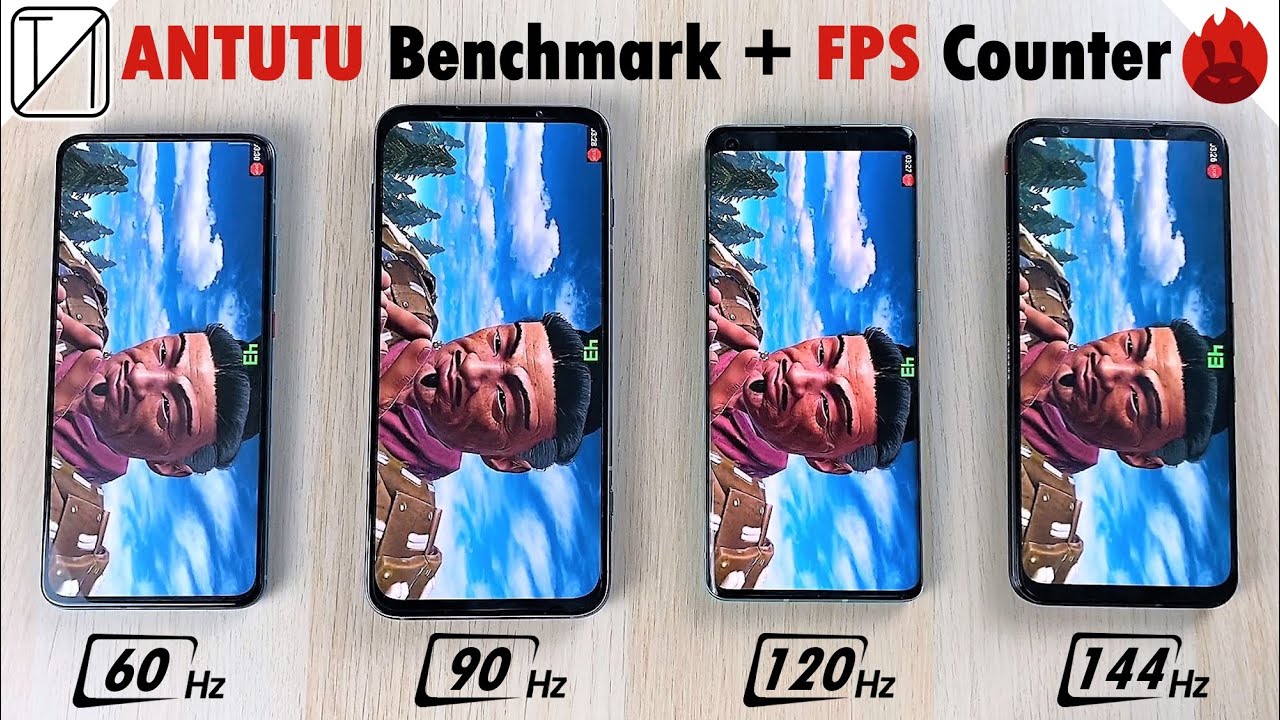 [FPS Counter] 144Hz vs 120Hz vs 90Hz vs 60Hz - AnTuTu Benchmark Comparison