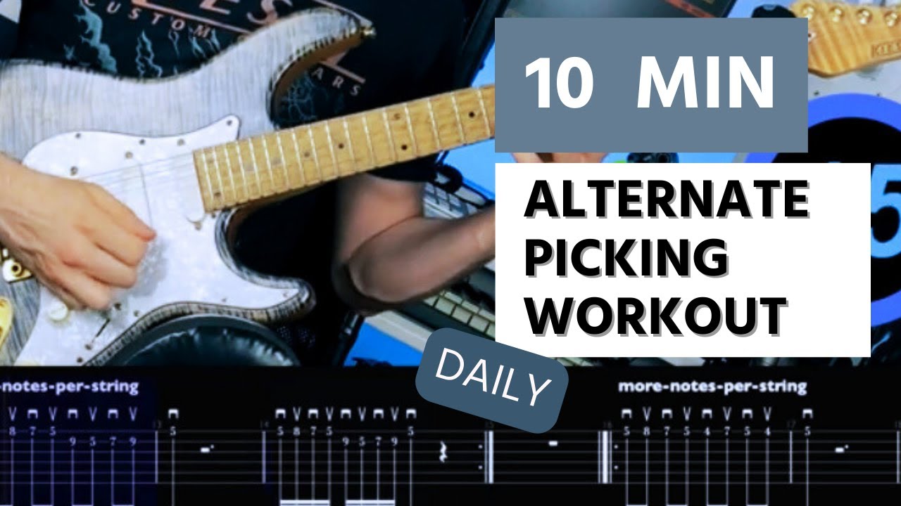10 MIN ALTERNATE PICKING WORKOUT // building up speed and precision on guitar - Rafael Trujillo