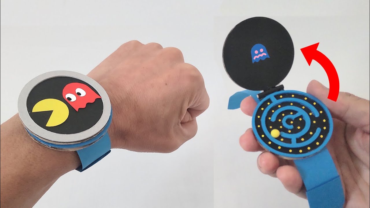 PAC-MAN Gaming SmartWatch DIY｜FUNNY Cardboard & Paper Craft Idea