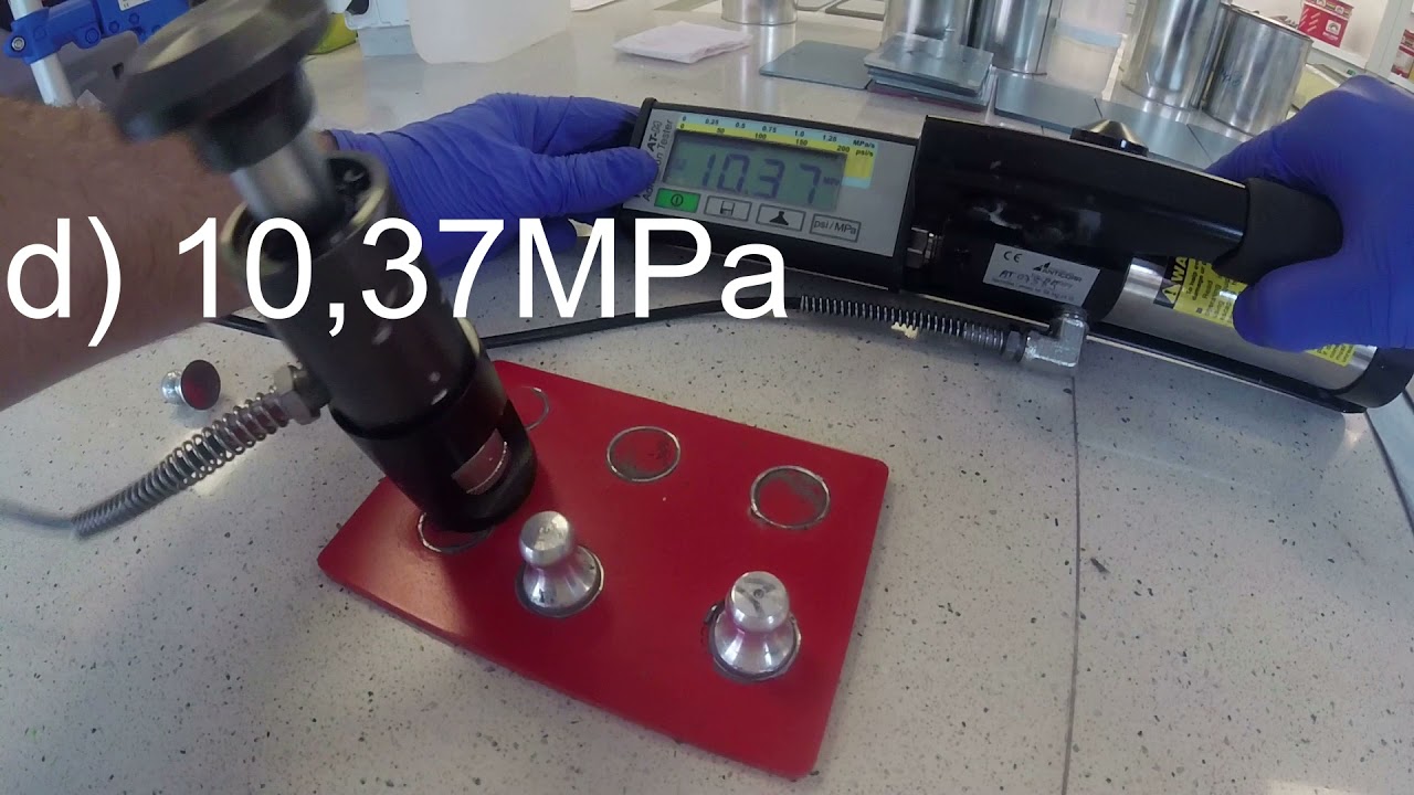 Badanie przyczepności PULL OFF, adhesion tests by pull off, iso 4624, malchem DTM