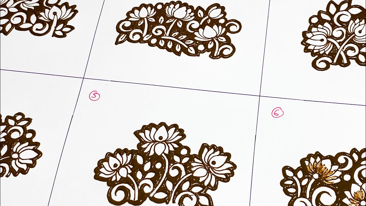 LEARN HOW TO DRAW DIFFERENT TYPES OF LOTUS FLOWERS IN MEHNDI PRO LEVEL TUTORIAL