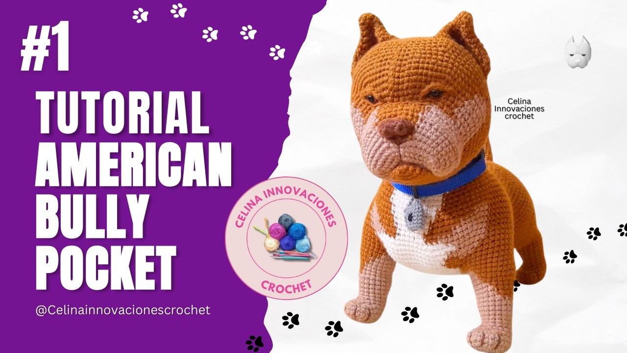 Pocket american bully amigurumi 🐕Tutorial N°1 perrito crochet por Celina Innovaciones Crochet