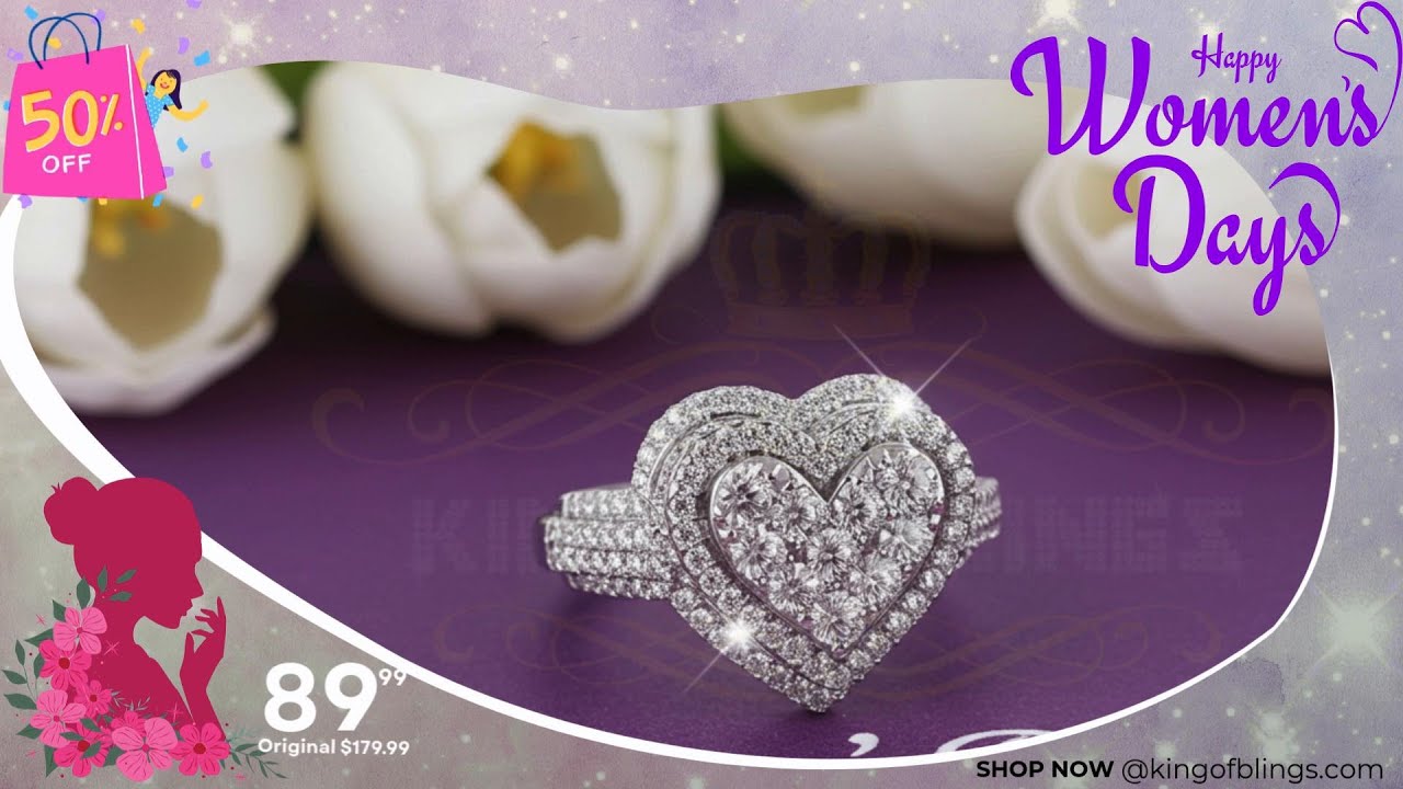 💍 Celebrate Women's Day with 50% OFF! Shop the Stunning Moissanite Heart Ring! ❤️ #WomensDay