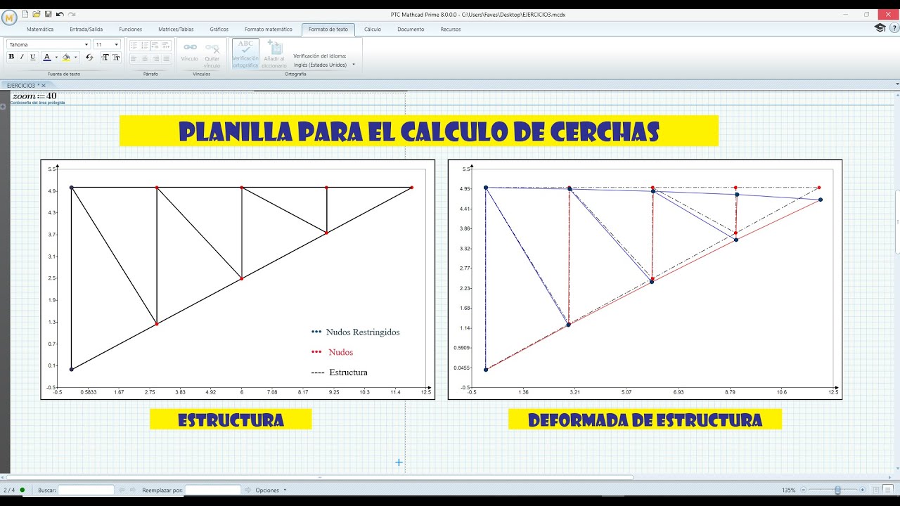 Hoja de calculo para Cerchas en mathcad
