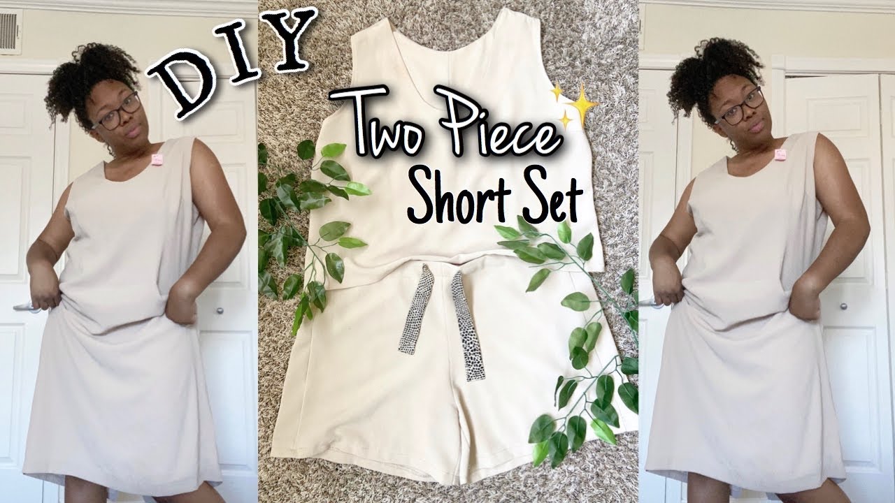 TWO PIECE SHORT SET FROM A THRIFTED DRESS | DIY Step by Step Tutorial