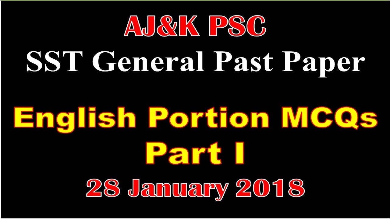 AJK PSC SST General Past Paper Solved English MCQs|| AJK PSC Exam Preparation SST Headmaster Test