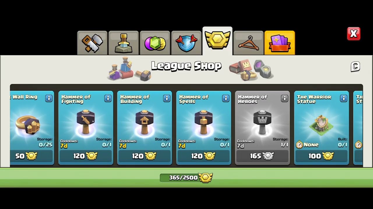 Use of Hammer Of Building, Hammer of Fighting, Hammer of Spells and Hammer of Heroes #Clash of Clans
