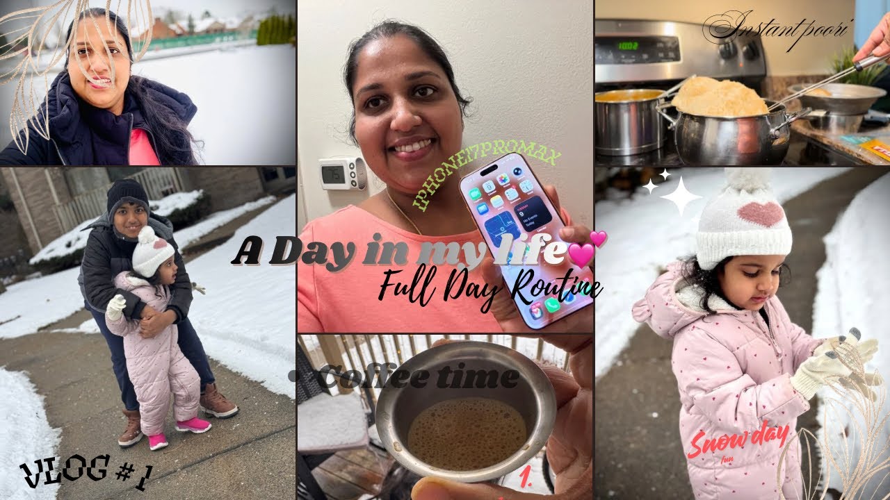 Vlog # 1✨ Snow day in my life ❄️Dentist scam 😳🤷🏻‍♀️Instant poori hack 😁Tomato omelette 🤮🤮