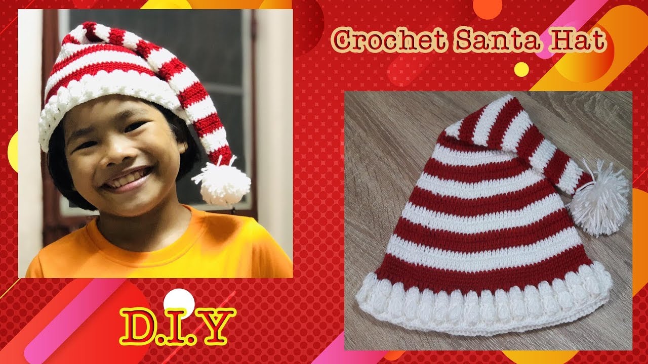 Very Easy Crochet Christmas Santa Hat​ ถักหมวก​ คริสมาสต์​