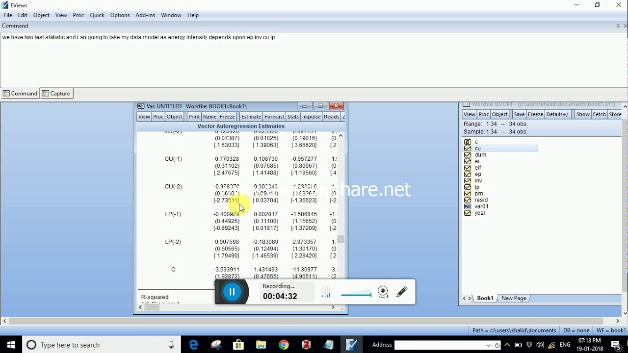 Basic Vector error correction model VECM Model in E-views