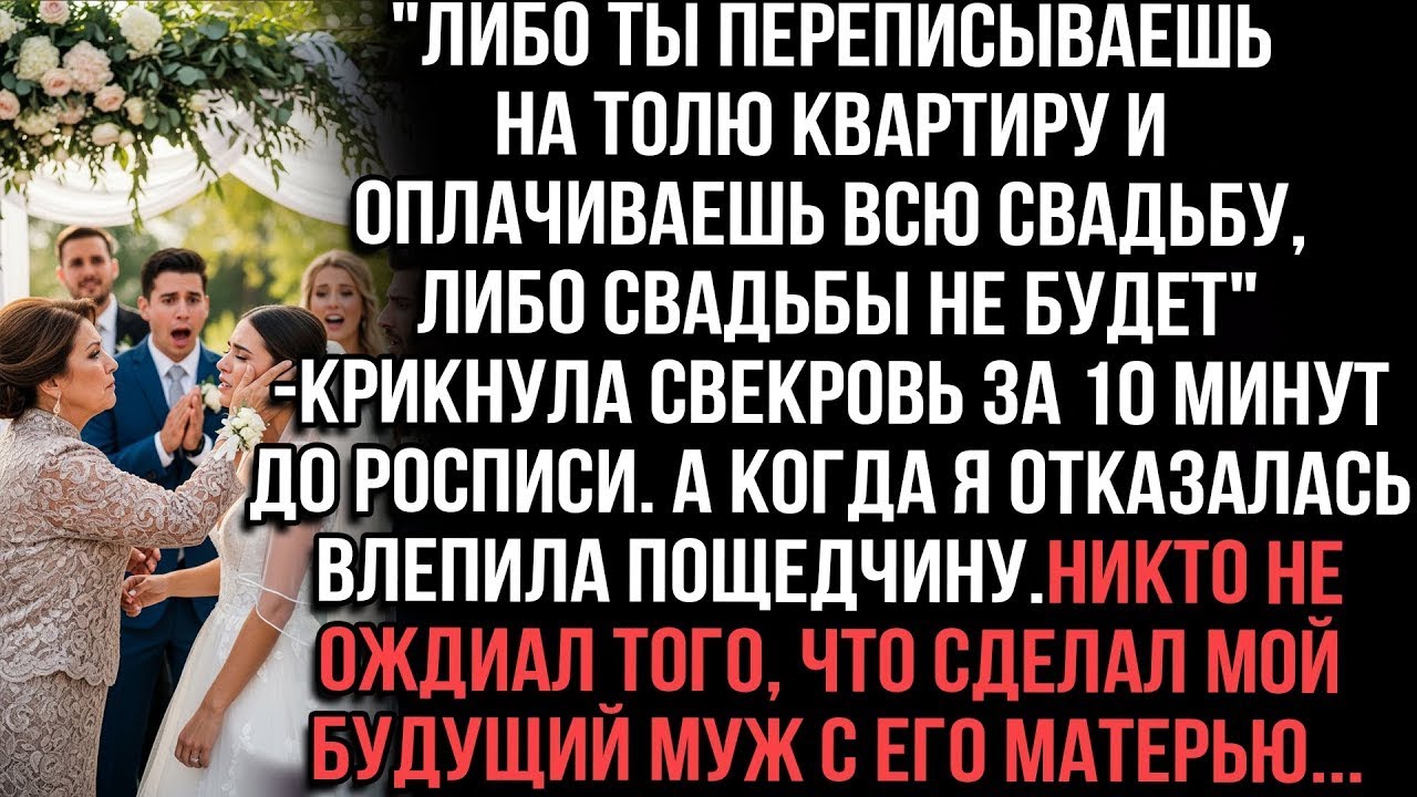 Свекровь перед росписью ударила за отказ переписать квартиру. Жених шокировал всех.
