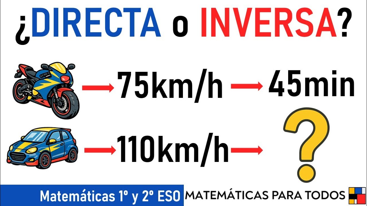 PROBLEMA DE PROPORCIONALIDAD 🏎️ Regla de Tres (Moto vs Coche) | Velocidad y Tiempo | Problema 7