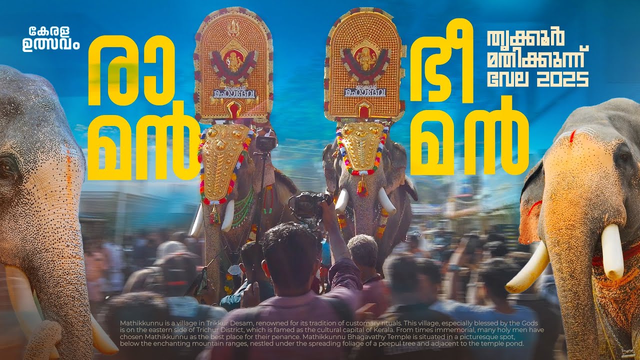 രാമനും ഭീമനും തൃക്കൂർ മതിക്കുന്ന് വേല 2025 | Thechikottukavu Ramachandran's First Pooram in 2025