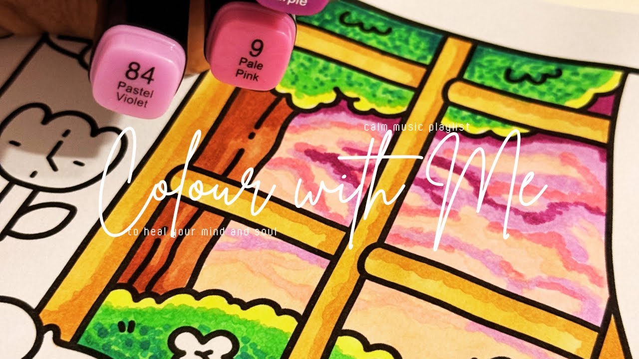 Relaxing Music - Colour with Me using Cozy Cuties by Coco Wyo #timelapsevideo #adultcoloring 
