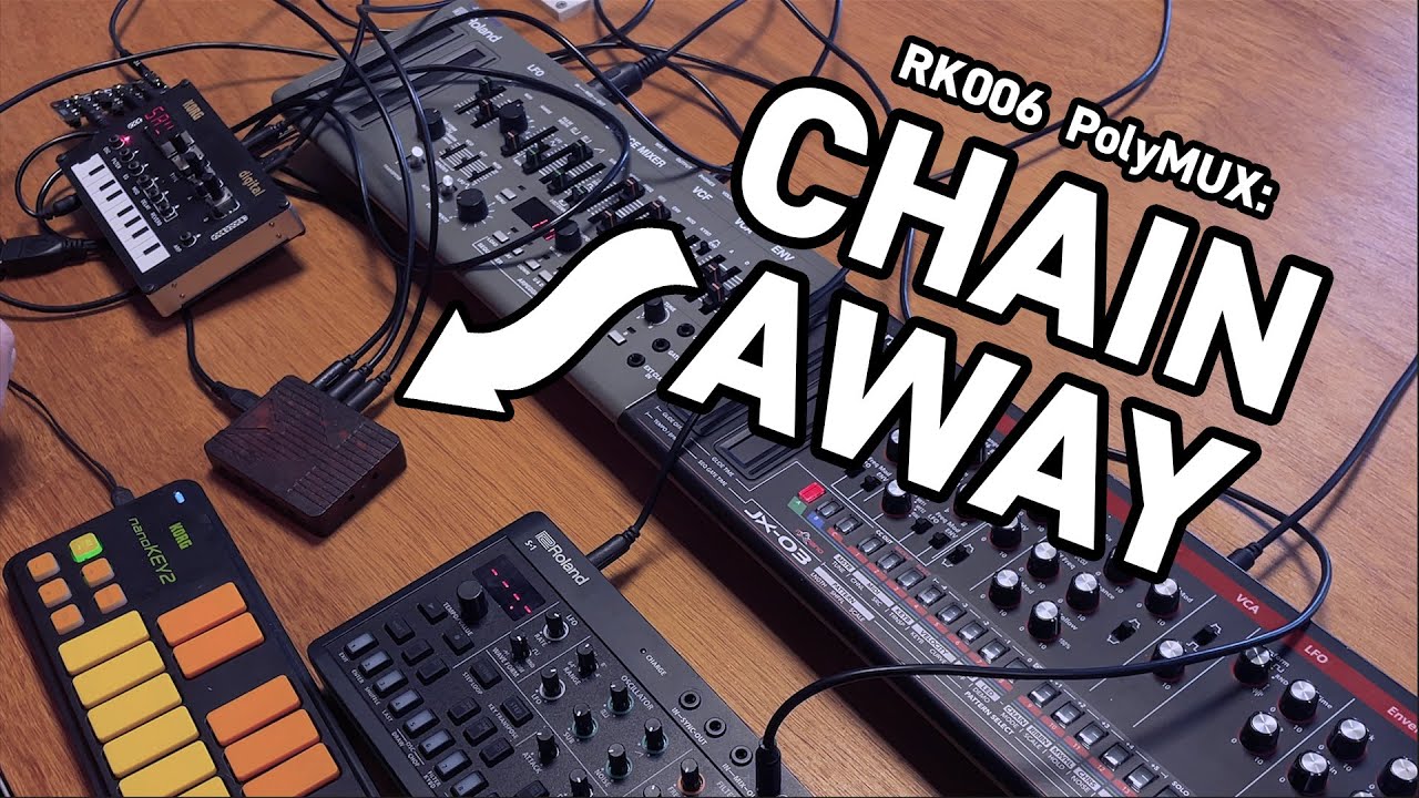 RK006 Polychaining setup a Roland S1, SH01, JX03 and Korg NTS1