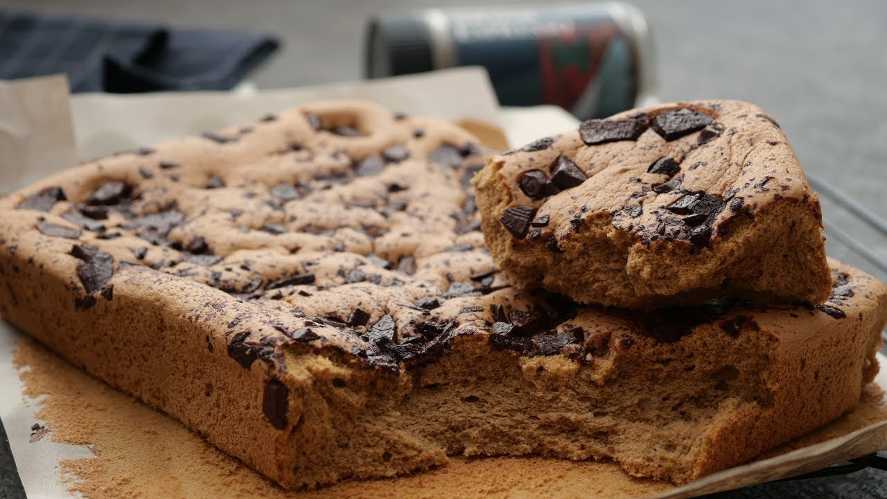 ふわふわしゅわしゅわ♡刻みチョコの珈琲シフォンケーキ 焼きっぱなしシフォン  | Coffee Chiffon Cake