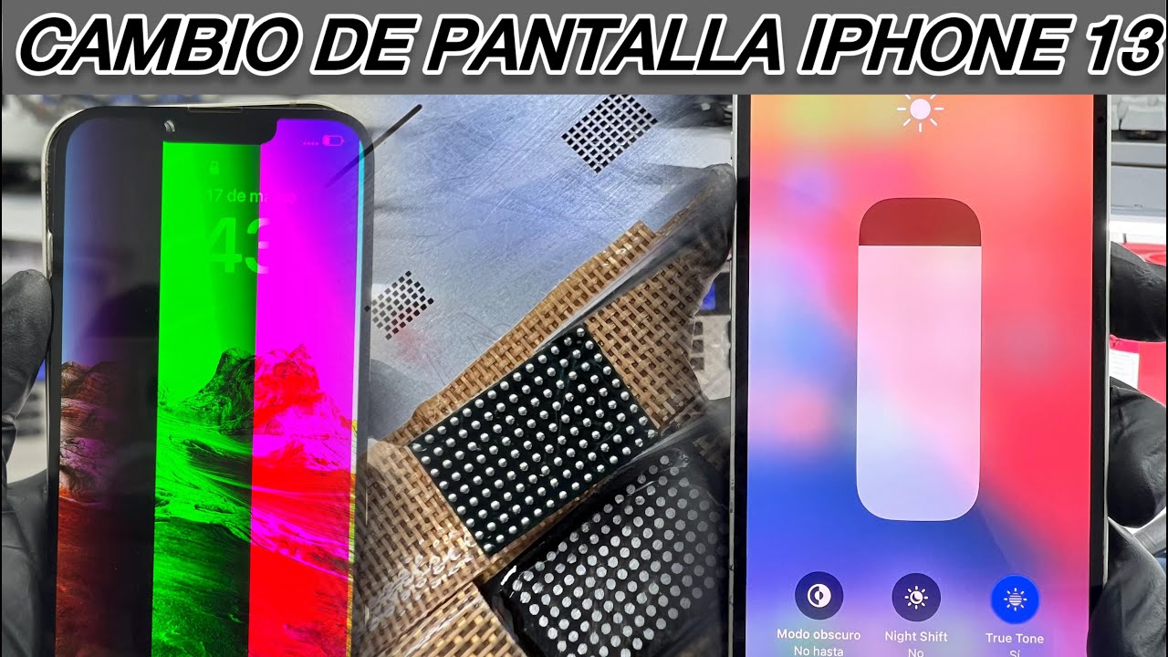 Reparación de pantalla de iPhone 13 activando True Tone y sin mensaje de pieza desconocida