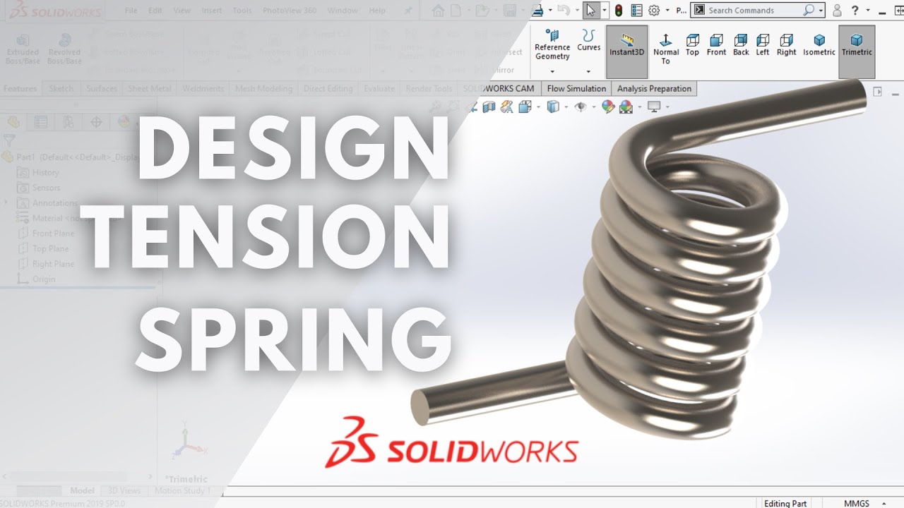 SOLIDWORKS TUTORIAL | DESIGN TENSION SPRING IN SOLIDWORKS