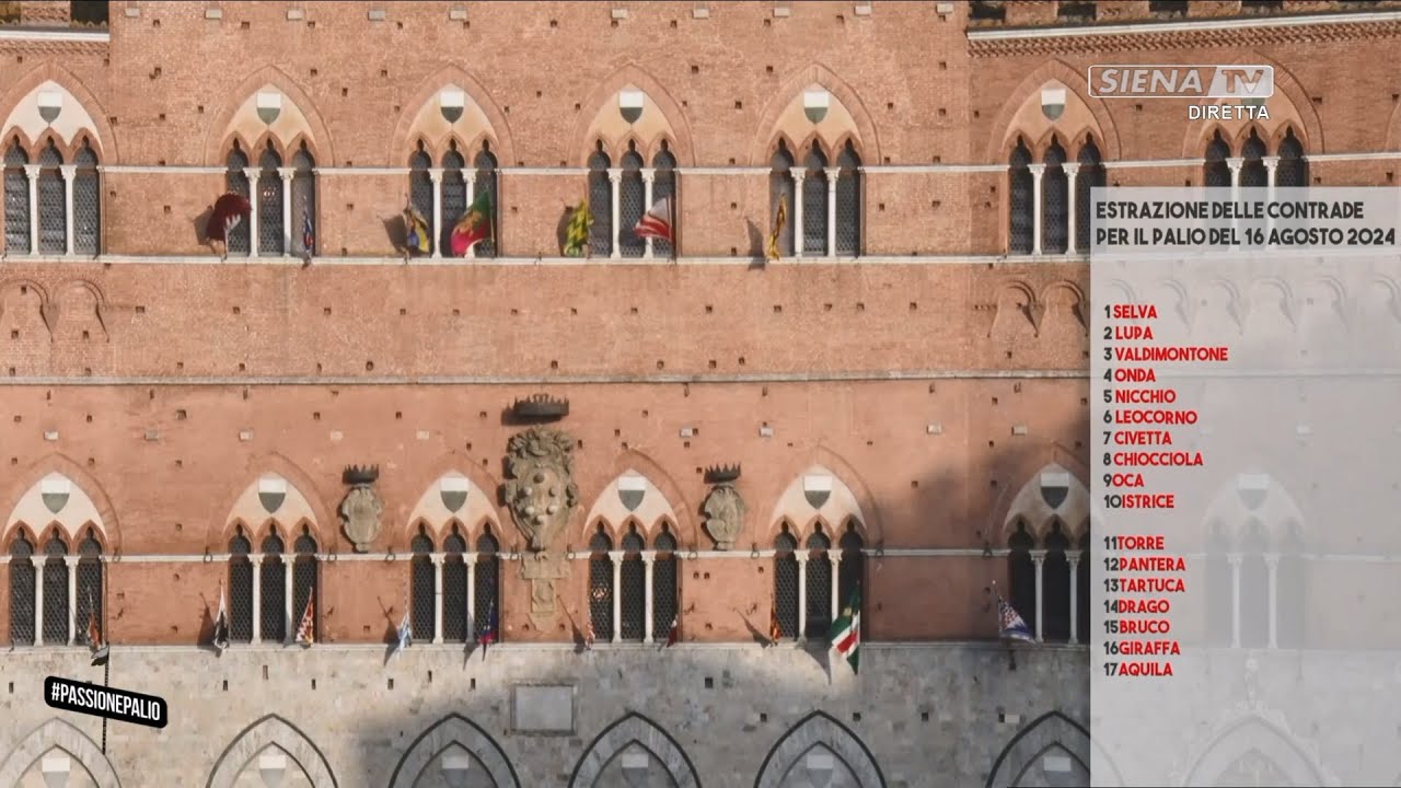 ESTRAZIONE DELLE CONTRADE PER IL PALIO DEL 16 AGOSTO 2024