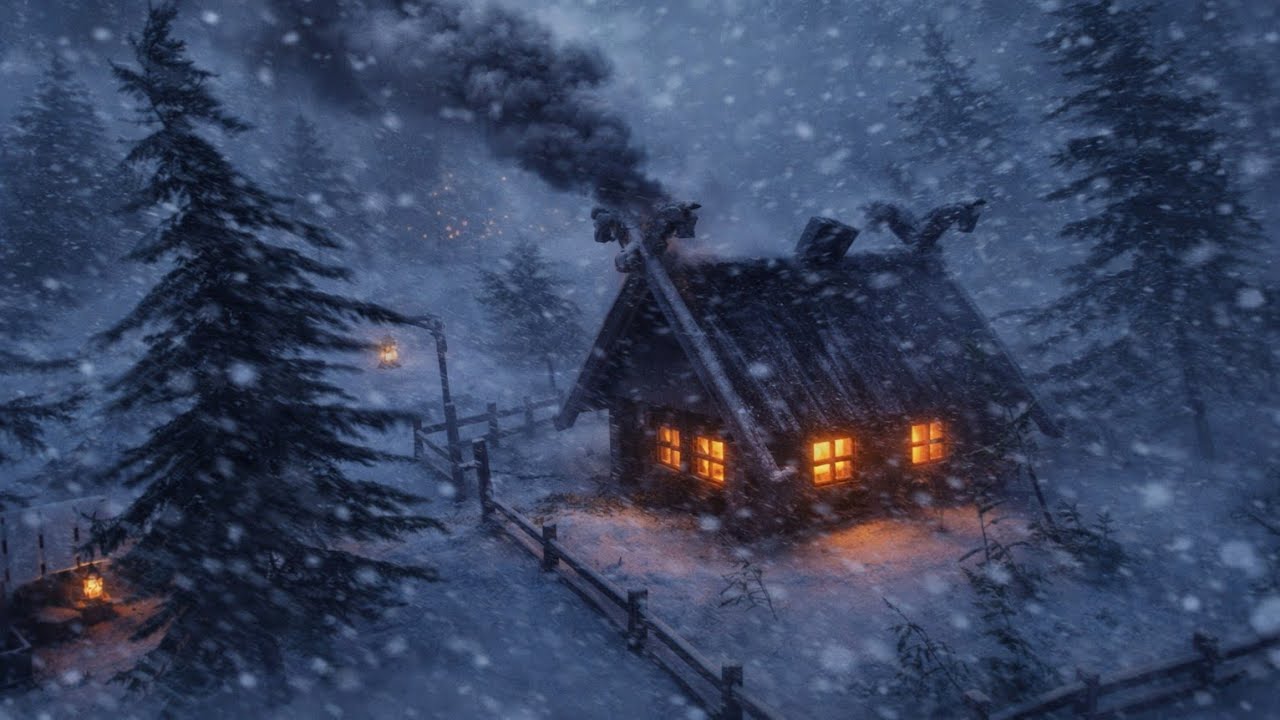 “5-Hour Snowstorm Blizzard & Wind Sounds | A Peaceful Break in a Small Warm Cabin (Black Screen