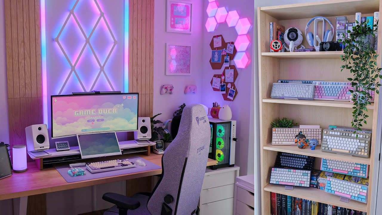 LOTS of Gaming Setup Upgrades 🎮✨ New bookshelf, Keyboard, RGB, Projectors & more unboxings