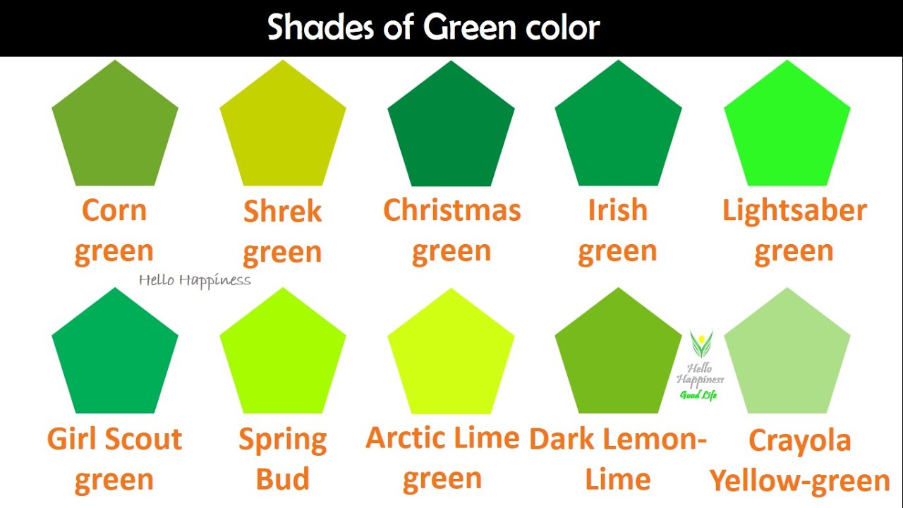 Shades of Green Color With Names | Green Color Shades with their name and image #color #green