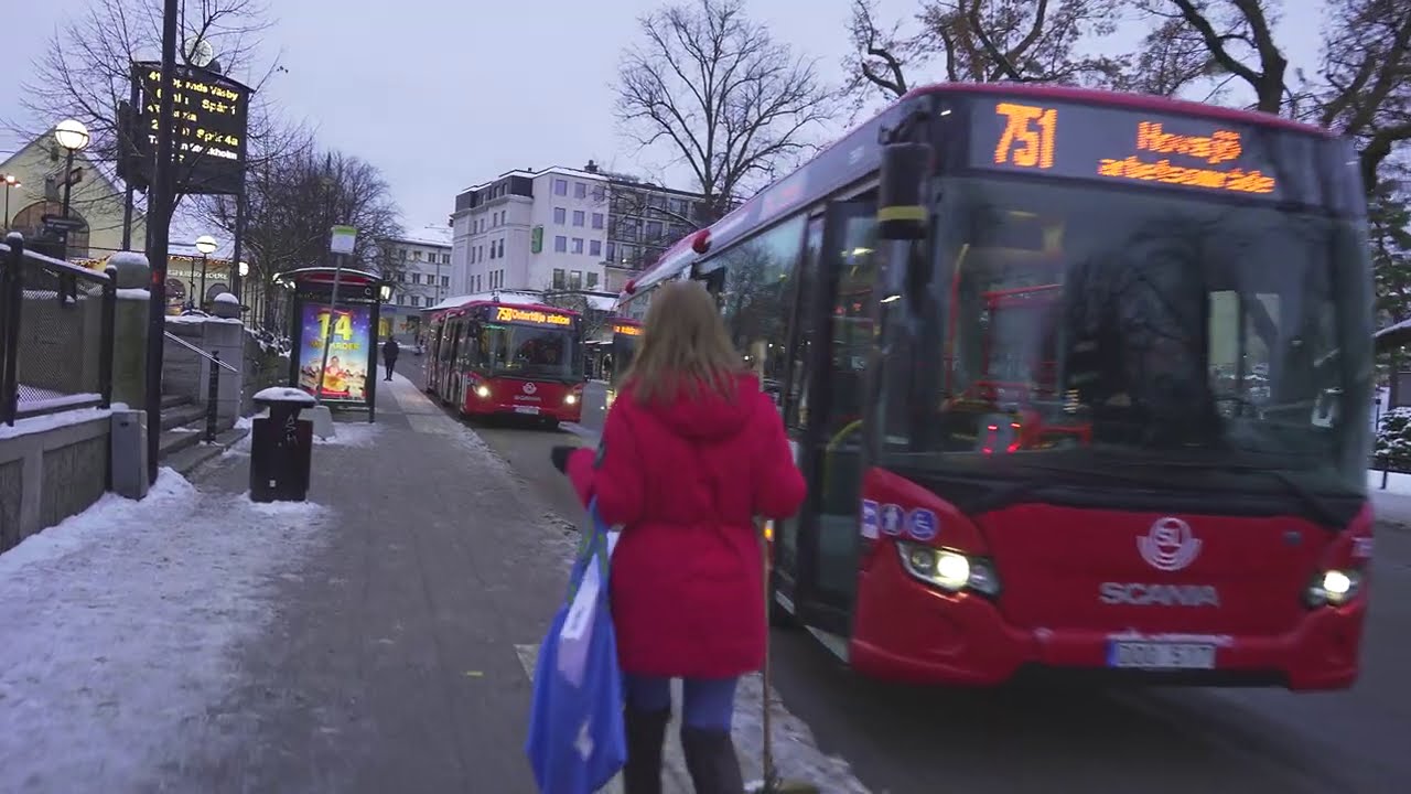 Sweden, Stockholm, bus 751 ride from Södertälje centrum to Hantverksvägen