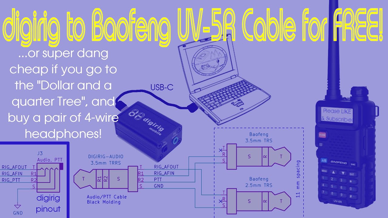 digirig to Baofeng Interface cable for free (or really cheap) for digital VHF/UHF #ham #amateur