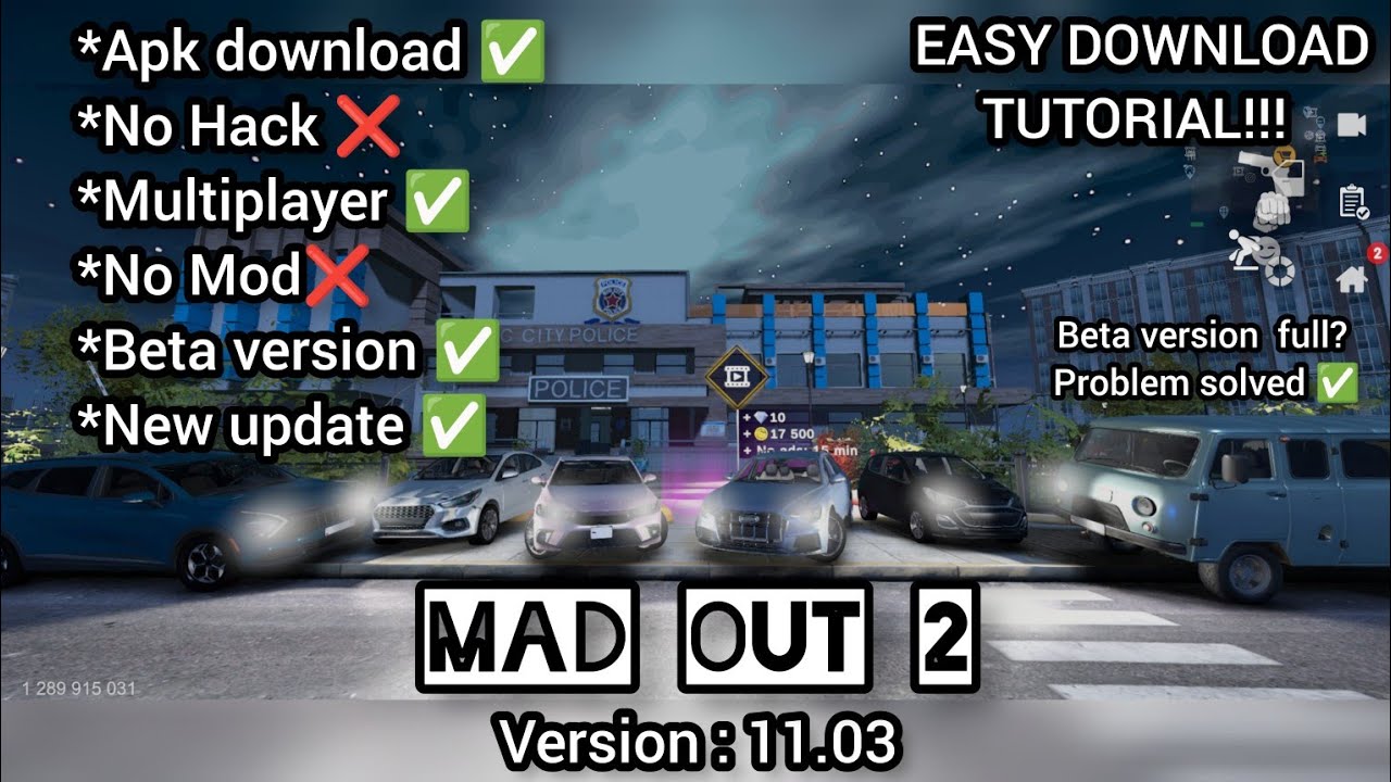 Madout2 New Update Beta Version Download Tutorial || Mad out 2 || Version 11.03 || Easy tutorial