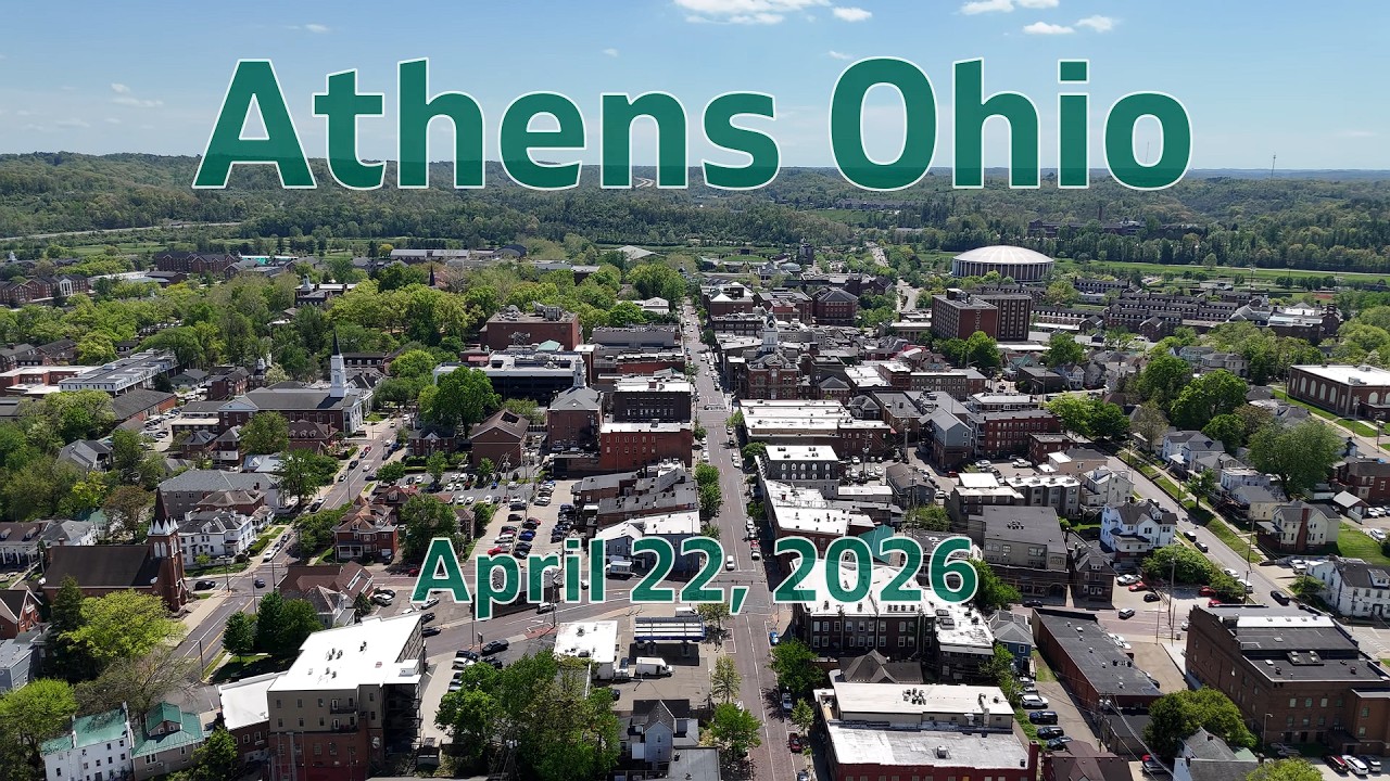 Athens Ohio featuring Ohio University on April 22, 2026 drone view in 4K