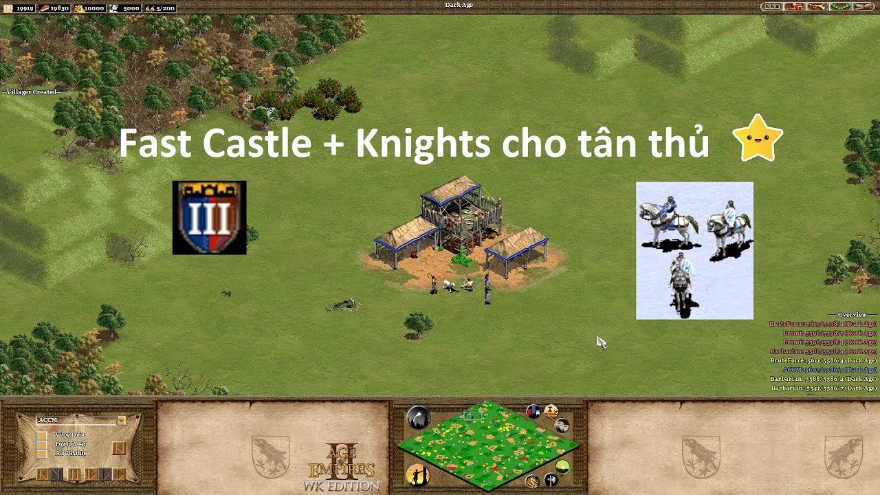 AOE2 | Cách lên đời 3 Castle Age và đánh Knight khi nằm giữa (pocket)