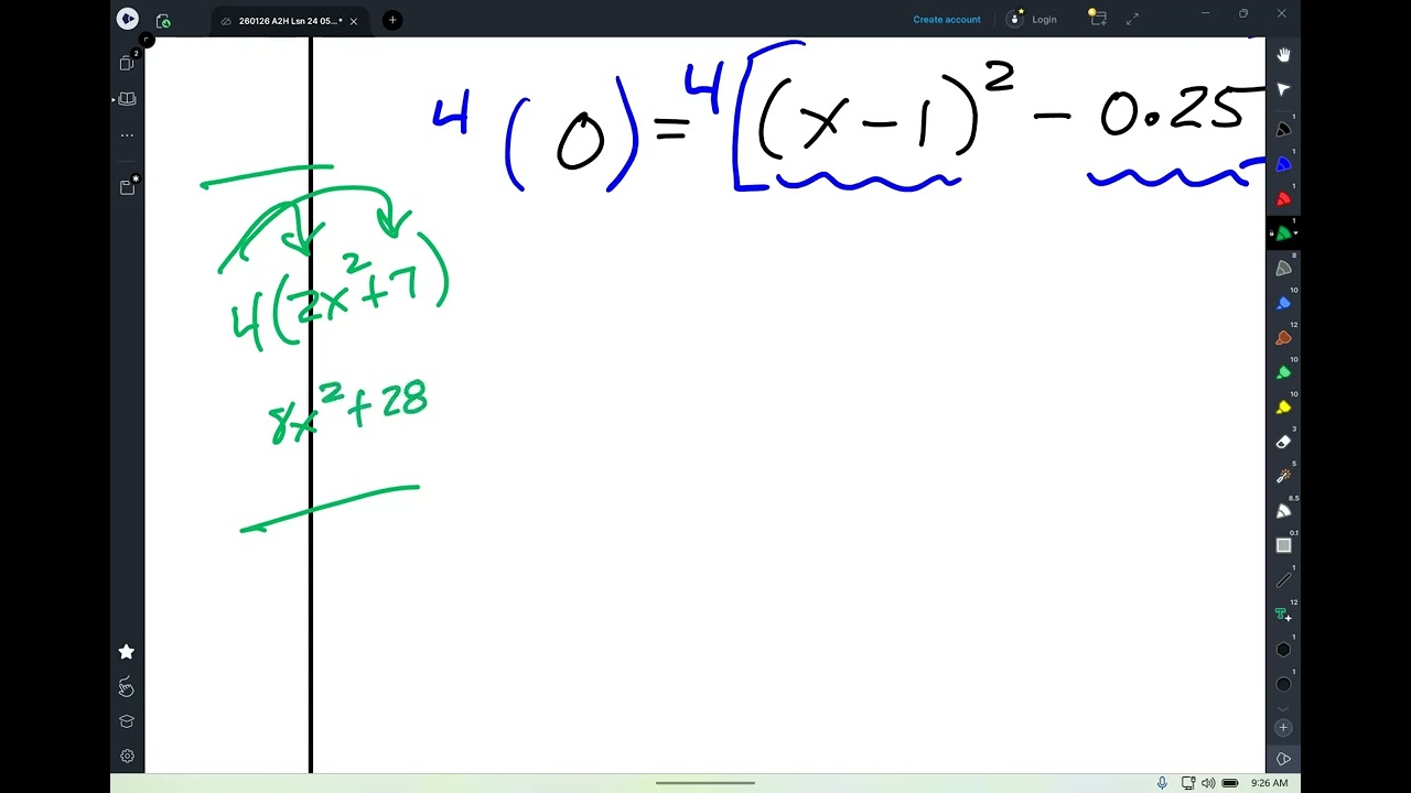 A2H Lsn 24 Pt 2 Converting from Standard to Vertex Form