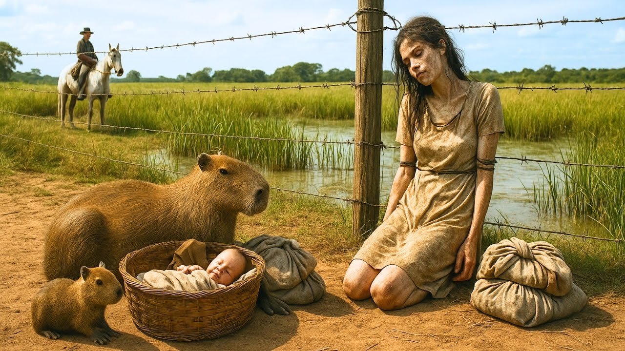 Fazendeiro solitário vê MÃE AMARRADA na cerca e BEBÊ protegido por capivara… então ele faz isso…