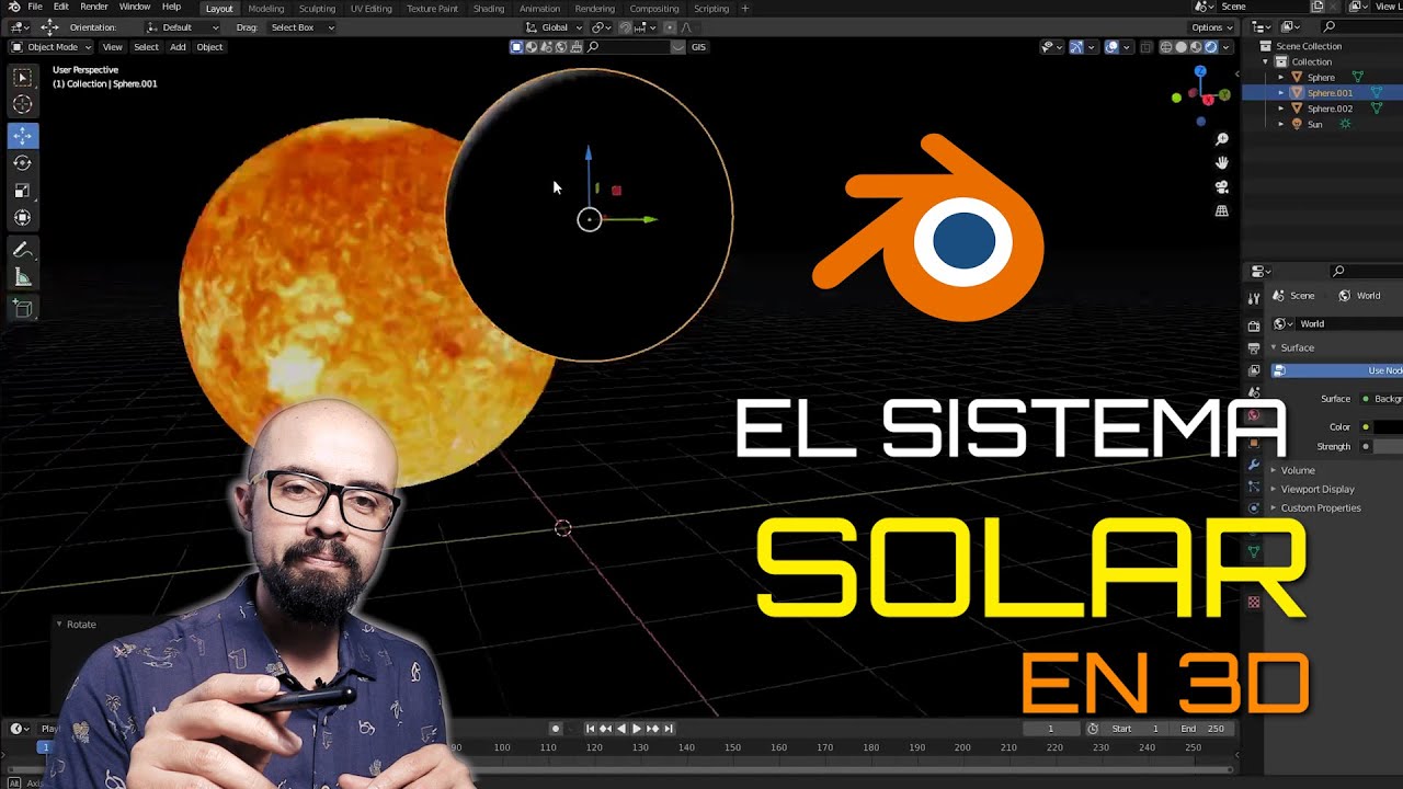 SISTEMA SOLAR EN 3D. SOL, LUNA, LA TIERRA