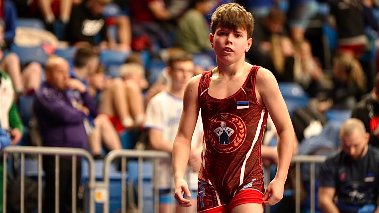 U13 G. Galat (EST) vs D. Cherniak (UKR) 35kg. Youth boys freestyle wrestling.