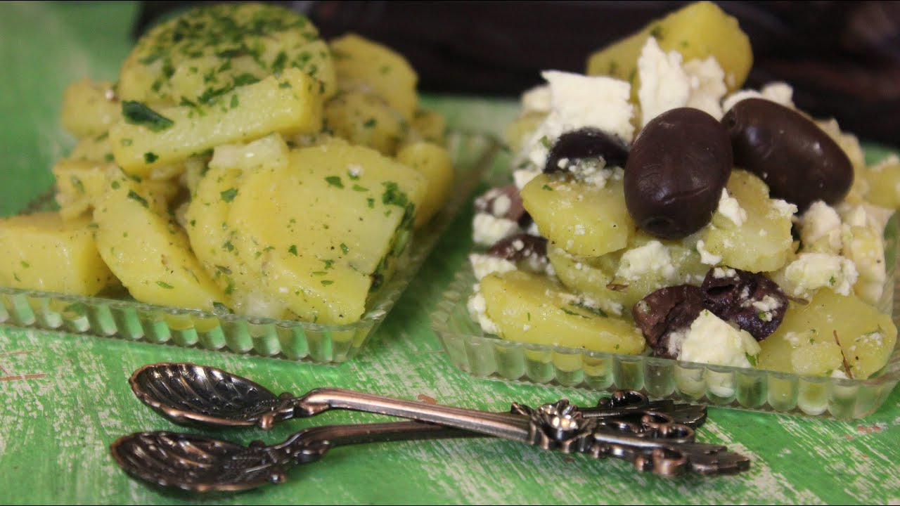 Patatosalata-Πατατοσαλάτα/ griechischer Kartoffelsalat/zwei Varianten (vegan möglich)