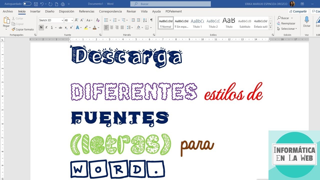 Descarga e Instala Fuentes para Letras muy Bonitas en Word. Diferentes estilos de Letras.