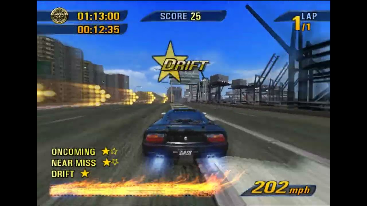 Burnout 3: Takedown (No Contact Challenge, Unsuccessful Attempt Compilation) Far East - Dockside